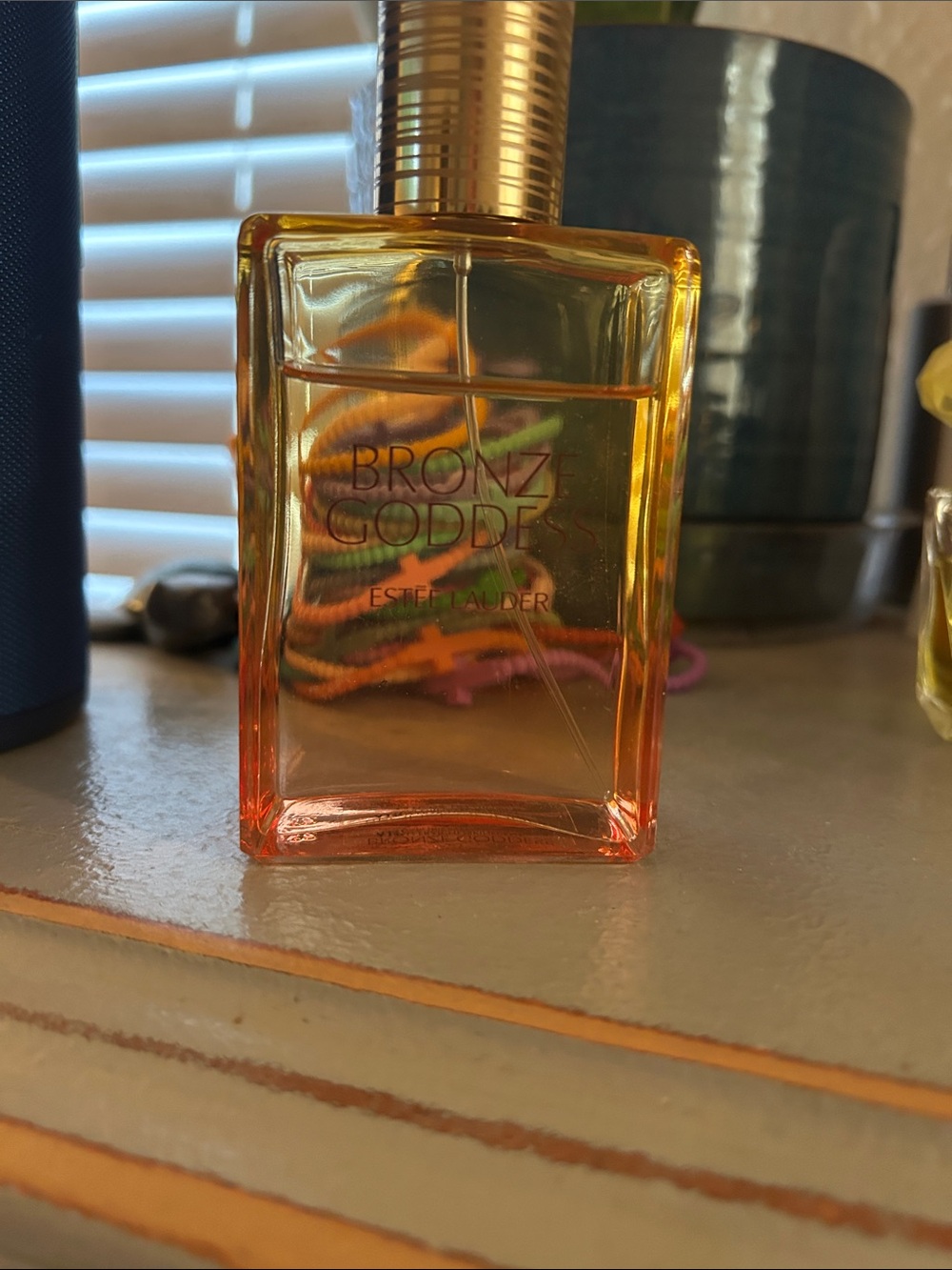 Estee Lauder Bronze Goddess Decorative Glass Bottle - Amber and Gold Accents